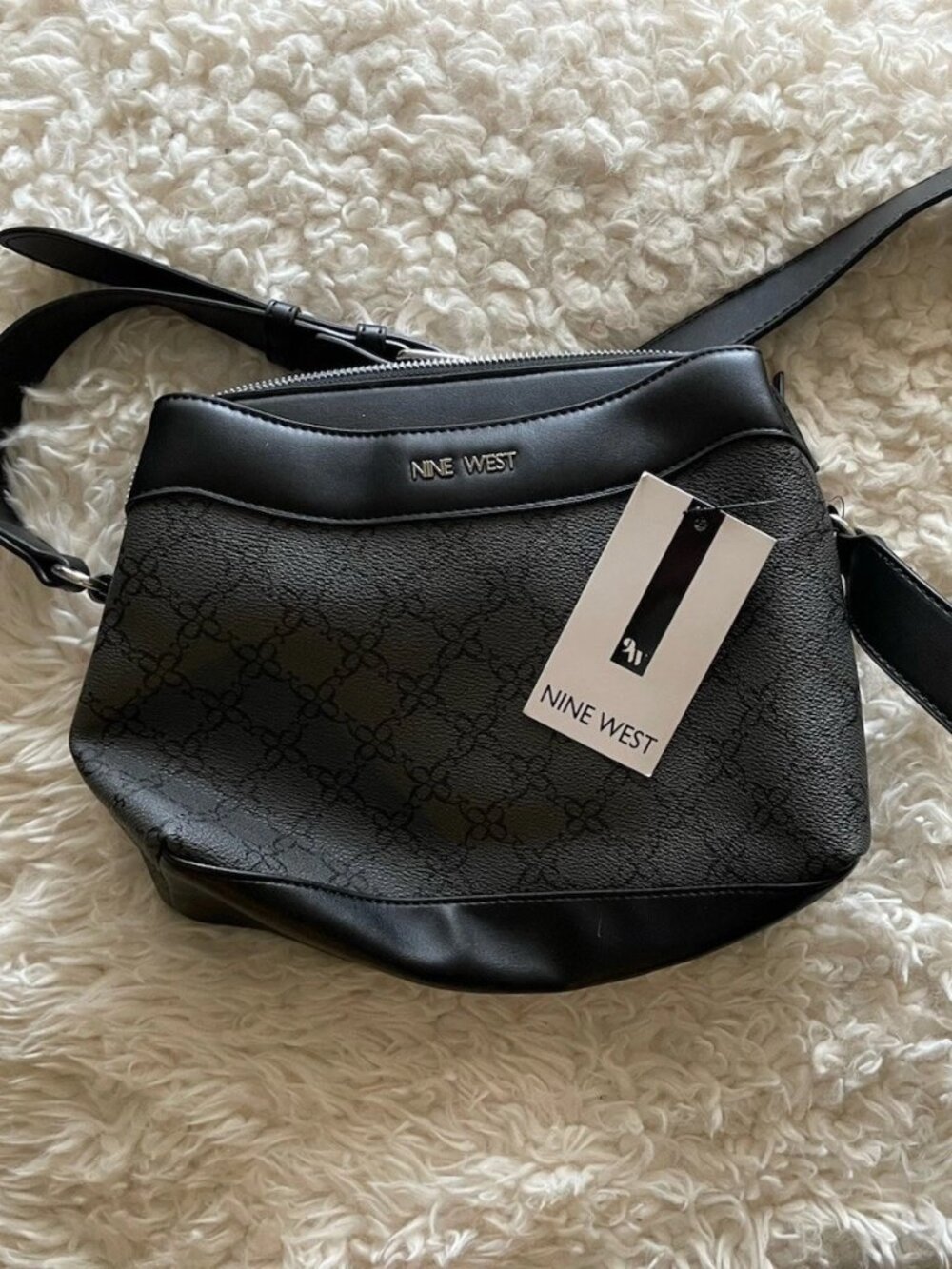 Nine West Black Logo Crossbody NWT Dark Academia Minimal Capsule Staple Office